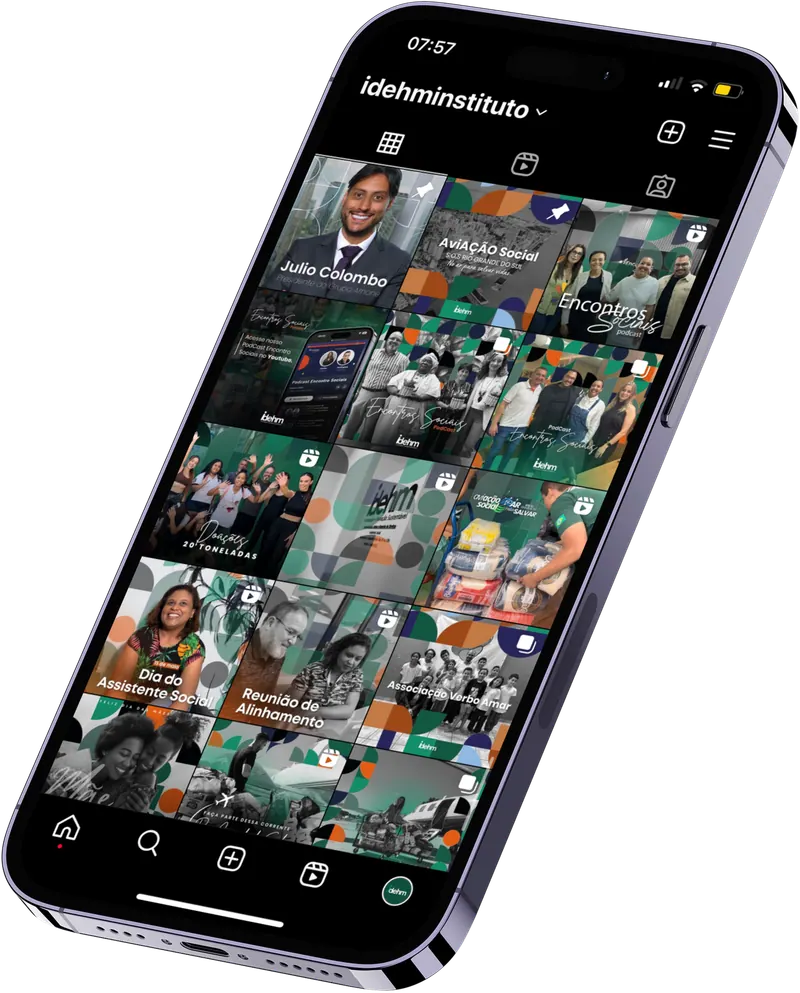 Perfil do Instagram do Instituto IDEH em um celular