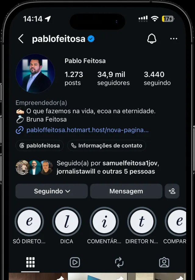 Perfil do Instagram de Pablo Feitosa