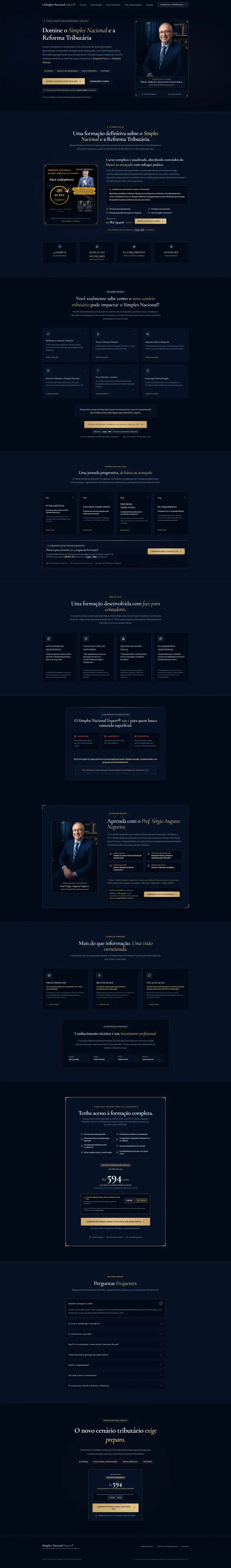 Landing page Simples Nacional Expert, em azul-marinho e dourado